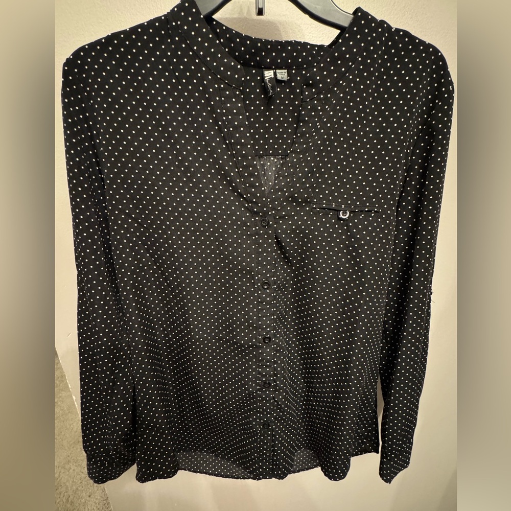 Kut From The Kloth Black Polka Dot Women's Top